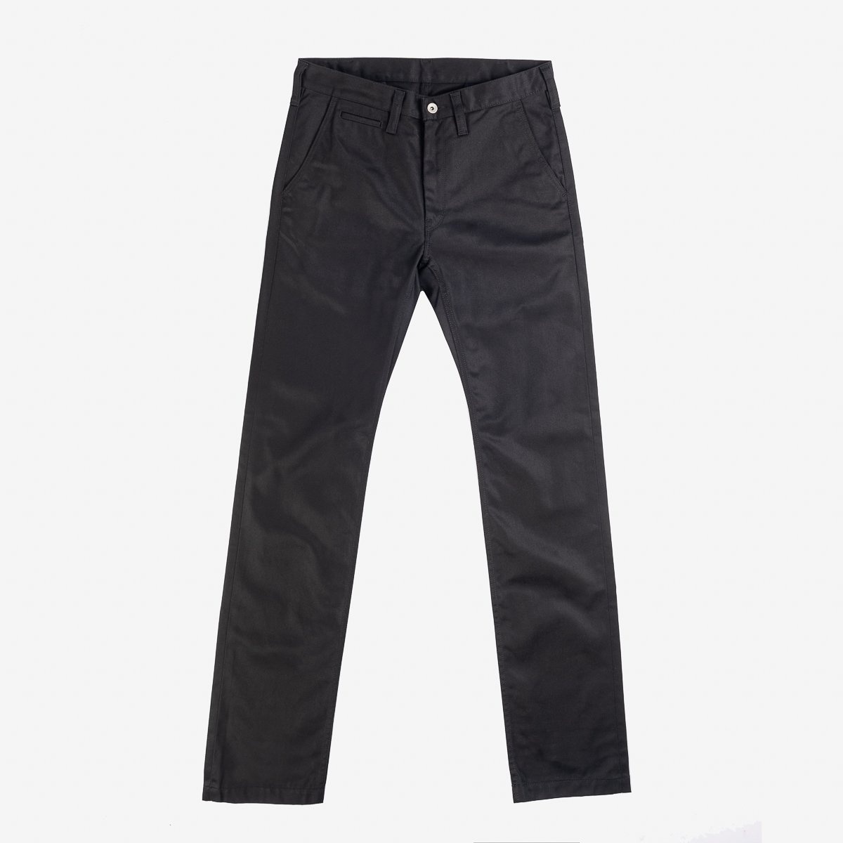 IH-721-BLK 9oz Mercerised Selvedge Cotton Slim Tapered Chinos - Black - 1