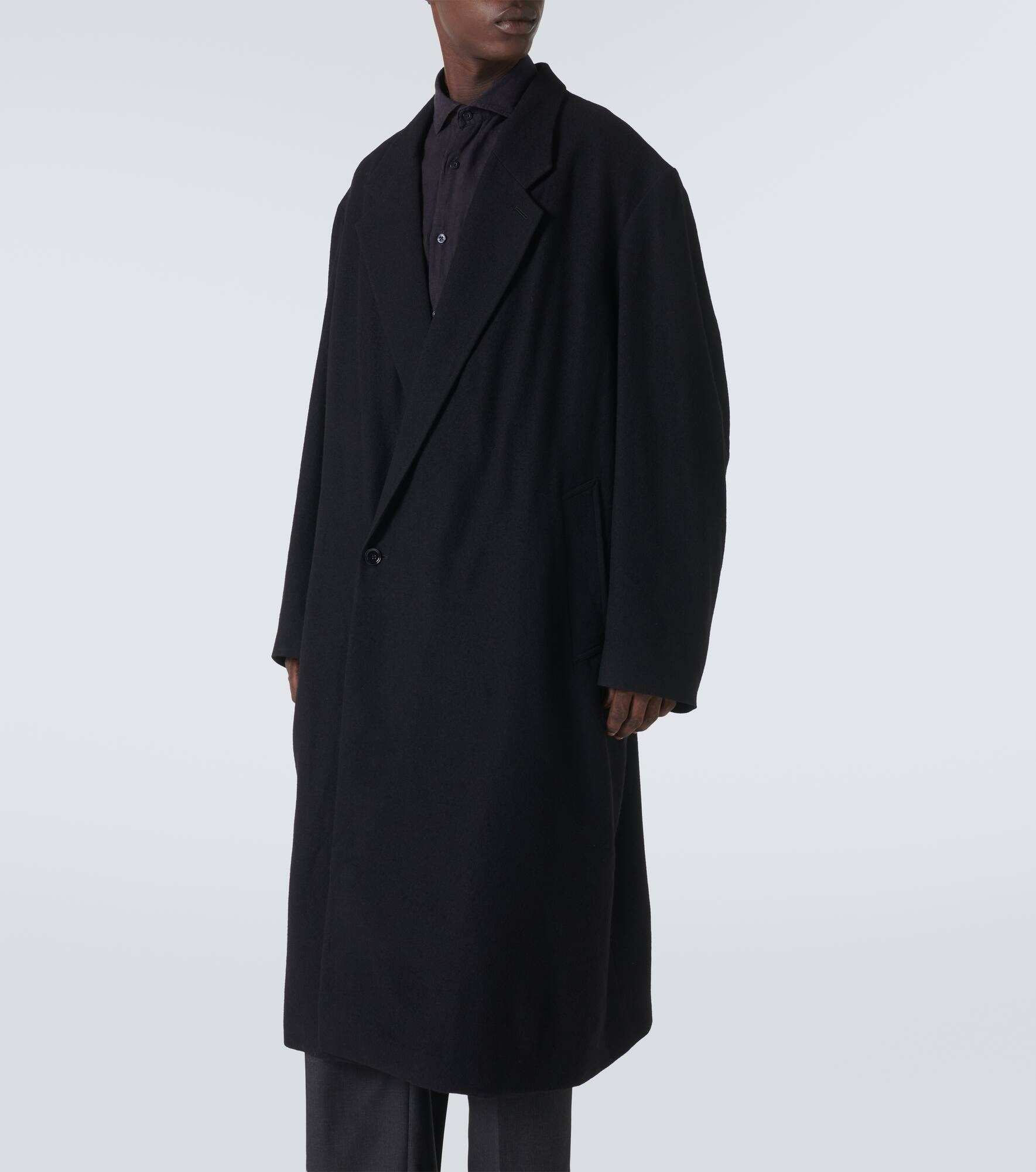 Oversized virgin wool twill overcoat - 3