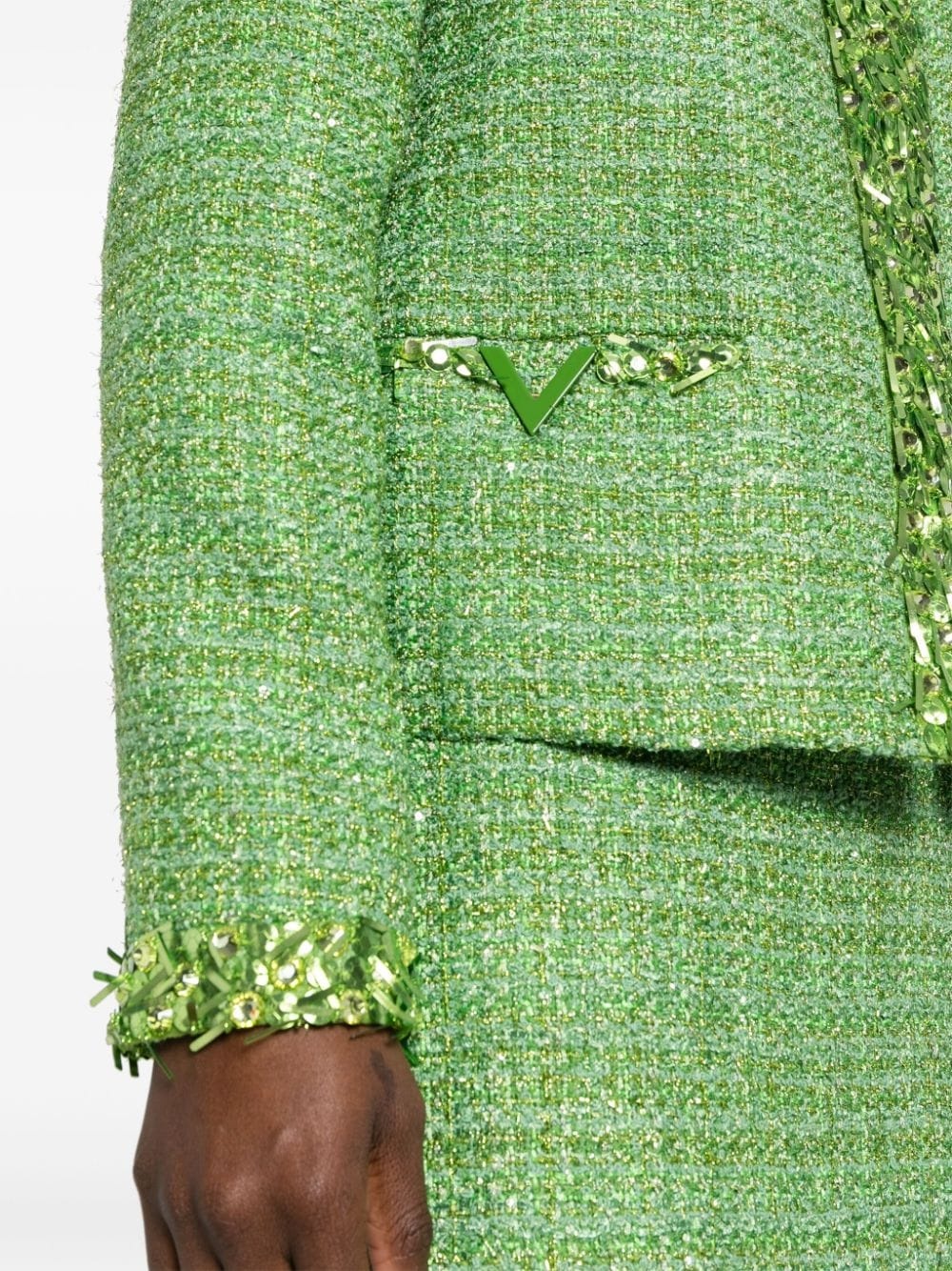 sequin-embelished tweed jacket - 5