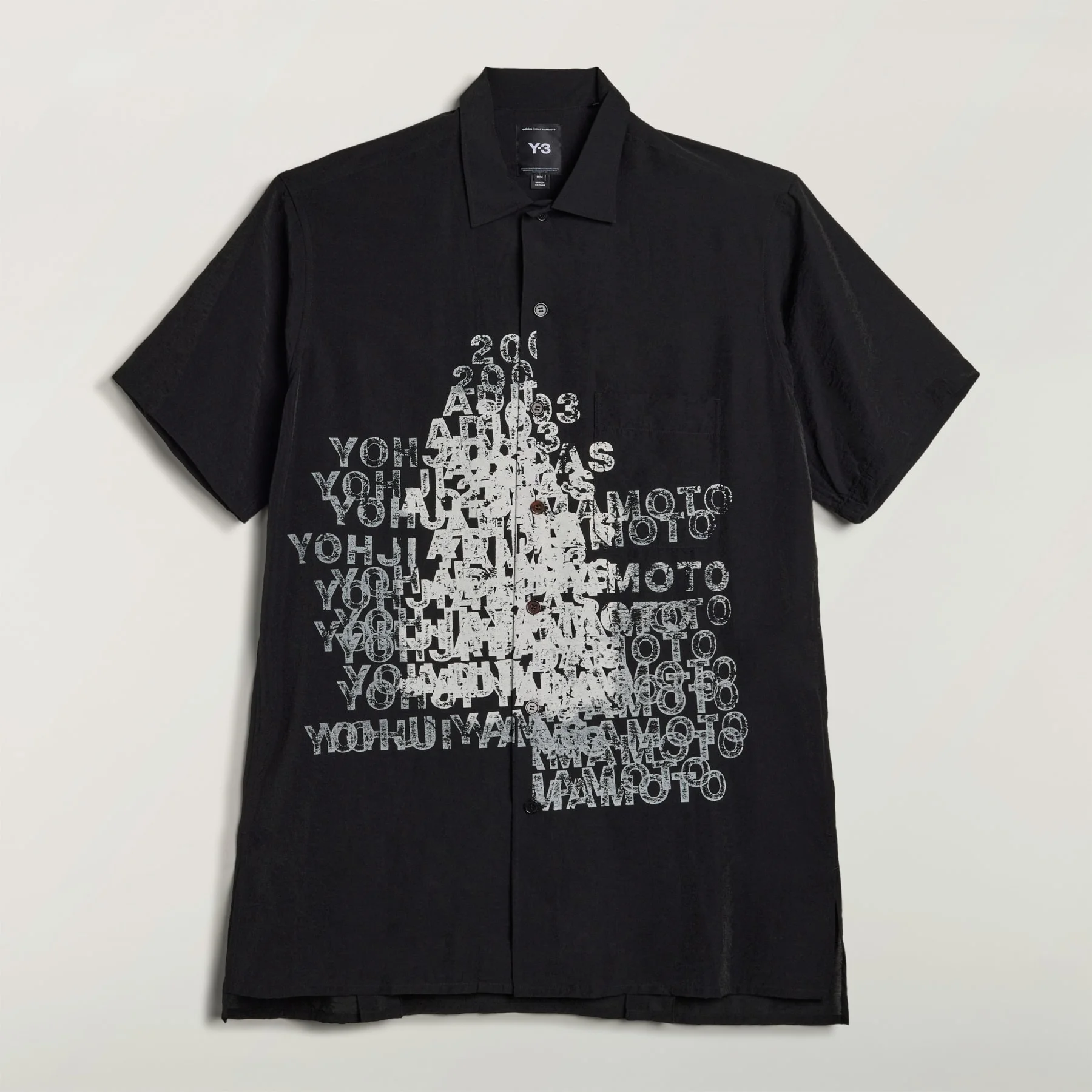 Y-3 PLACED GRAPHIC SHORT SLEEVE LONG SHIRT - 1