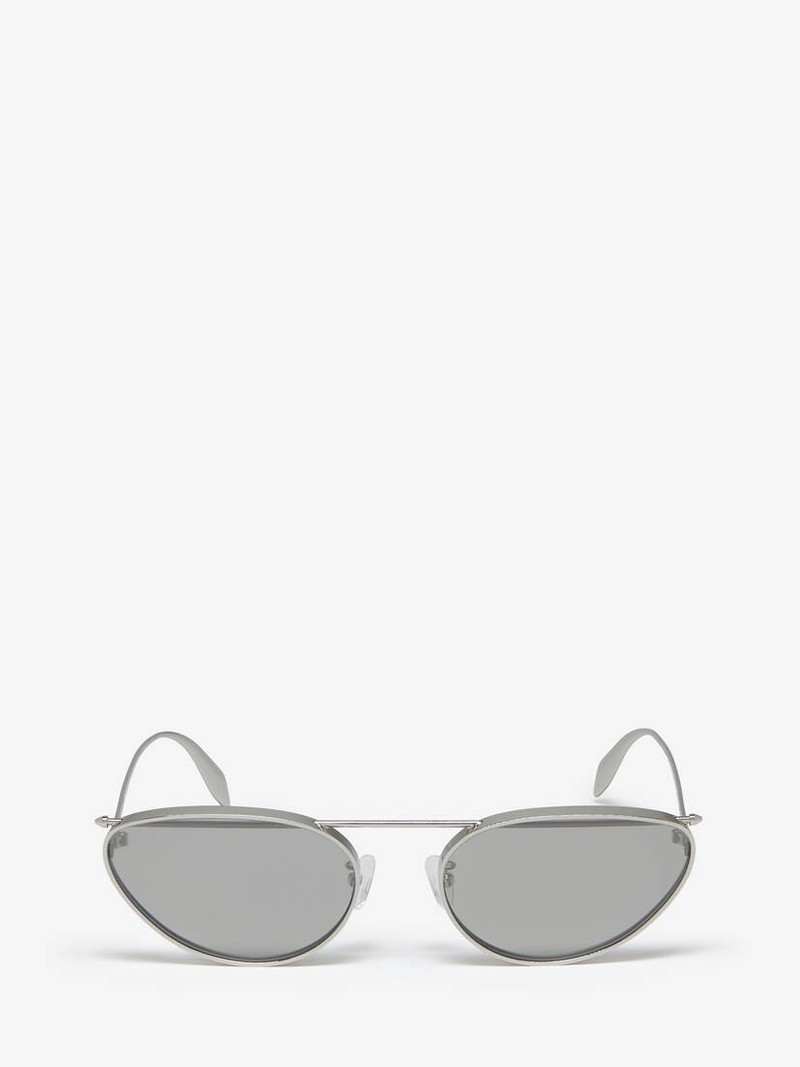 Women's Front Piercing Cat-eye Sunglasses in Silver - 1