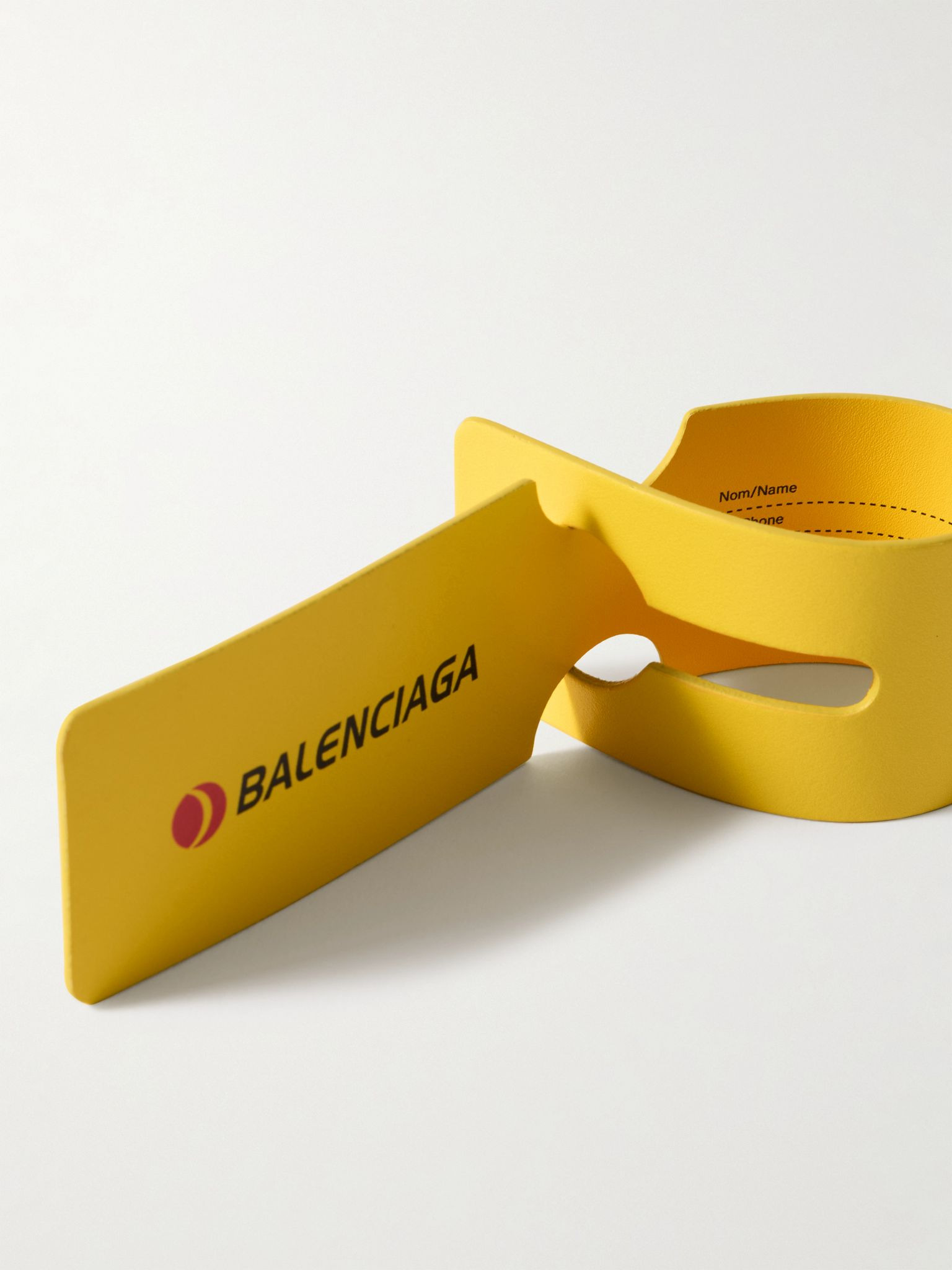 Swing Logo-Print Leather Luggage Tag Yellow - 3