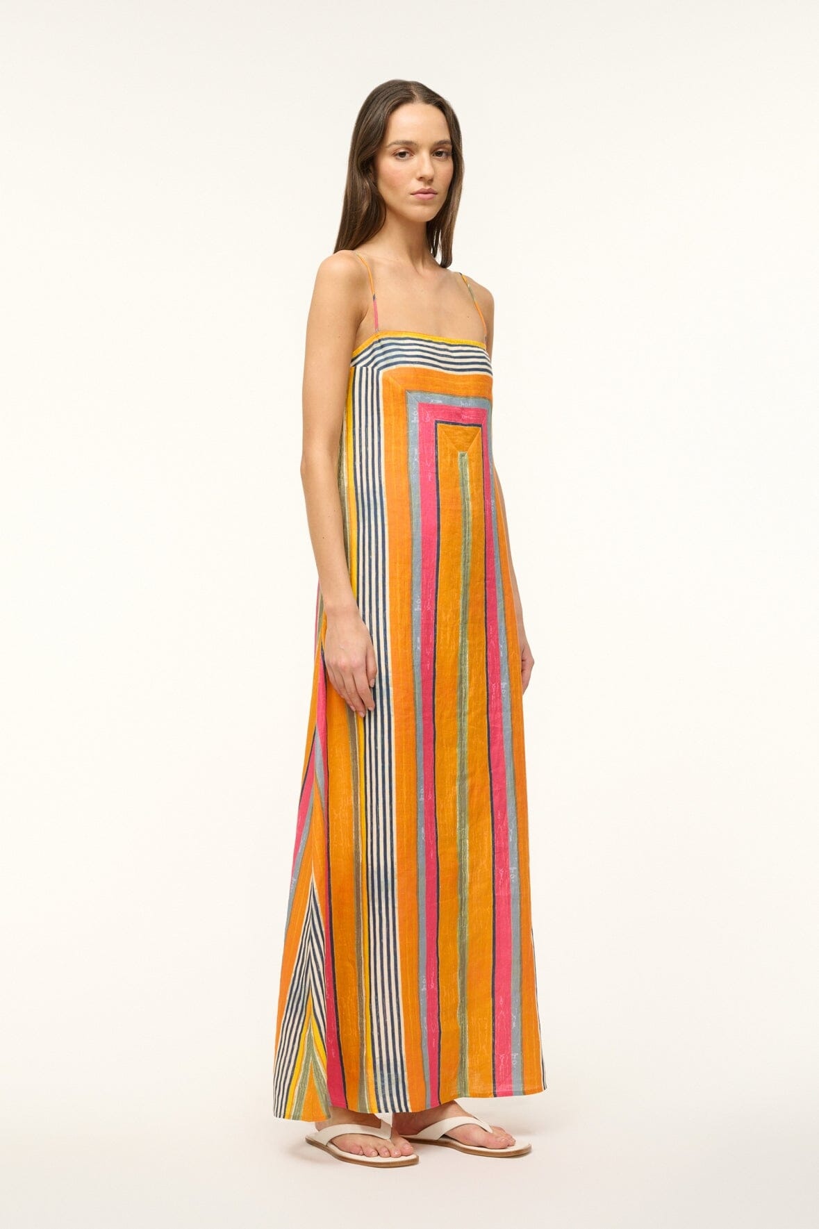 STAUD LAURA DRESS MULTI BAYADERE STRIPE - 4