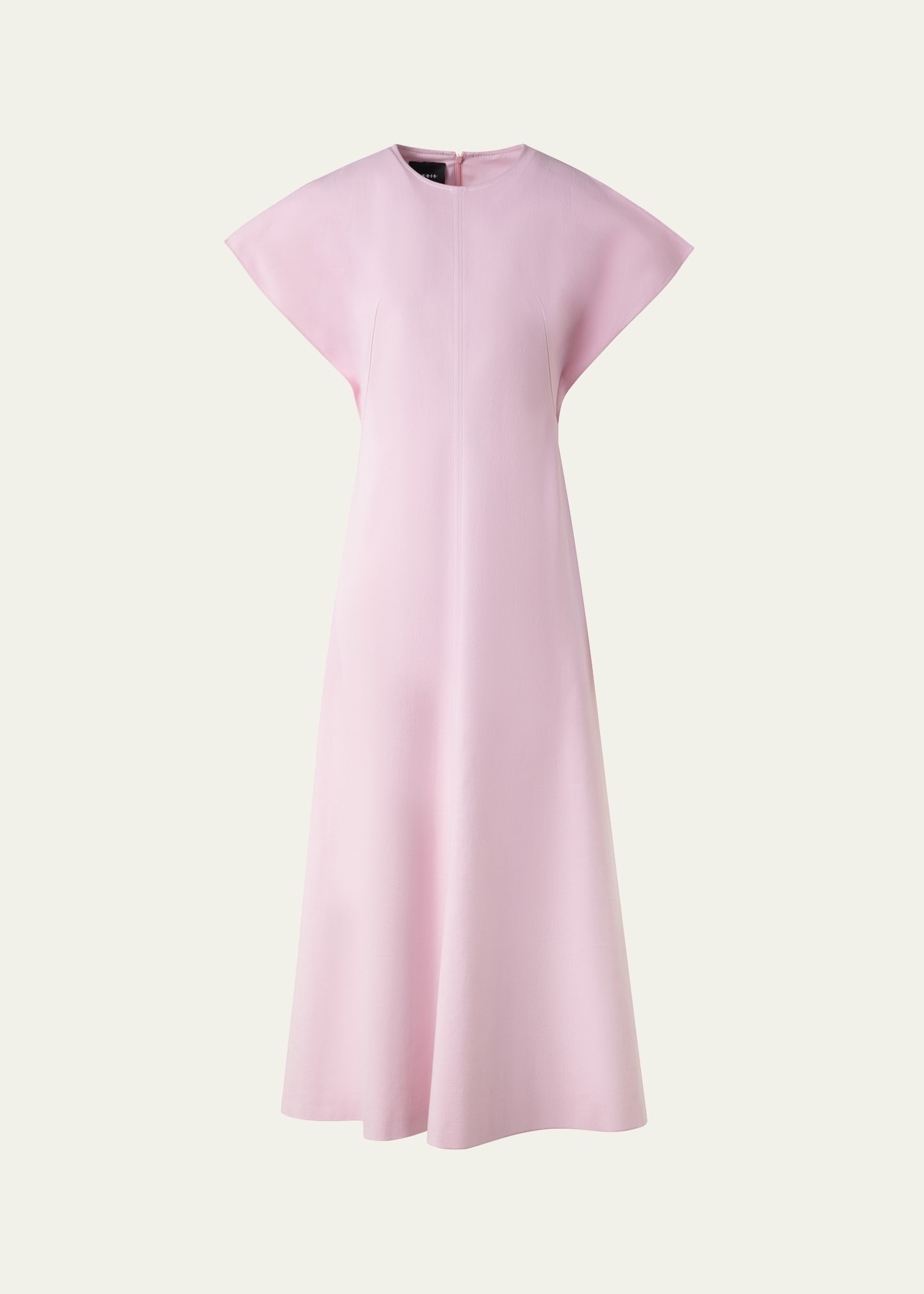 Slit-Sleeve Denim Stretch A-Line Midi Dress - 1