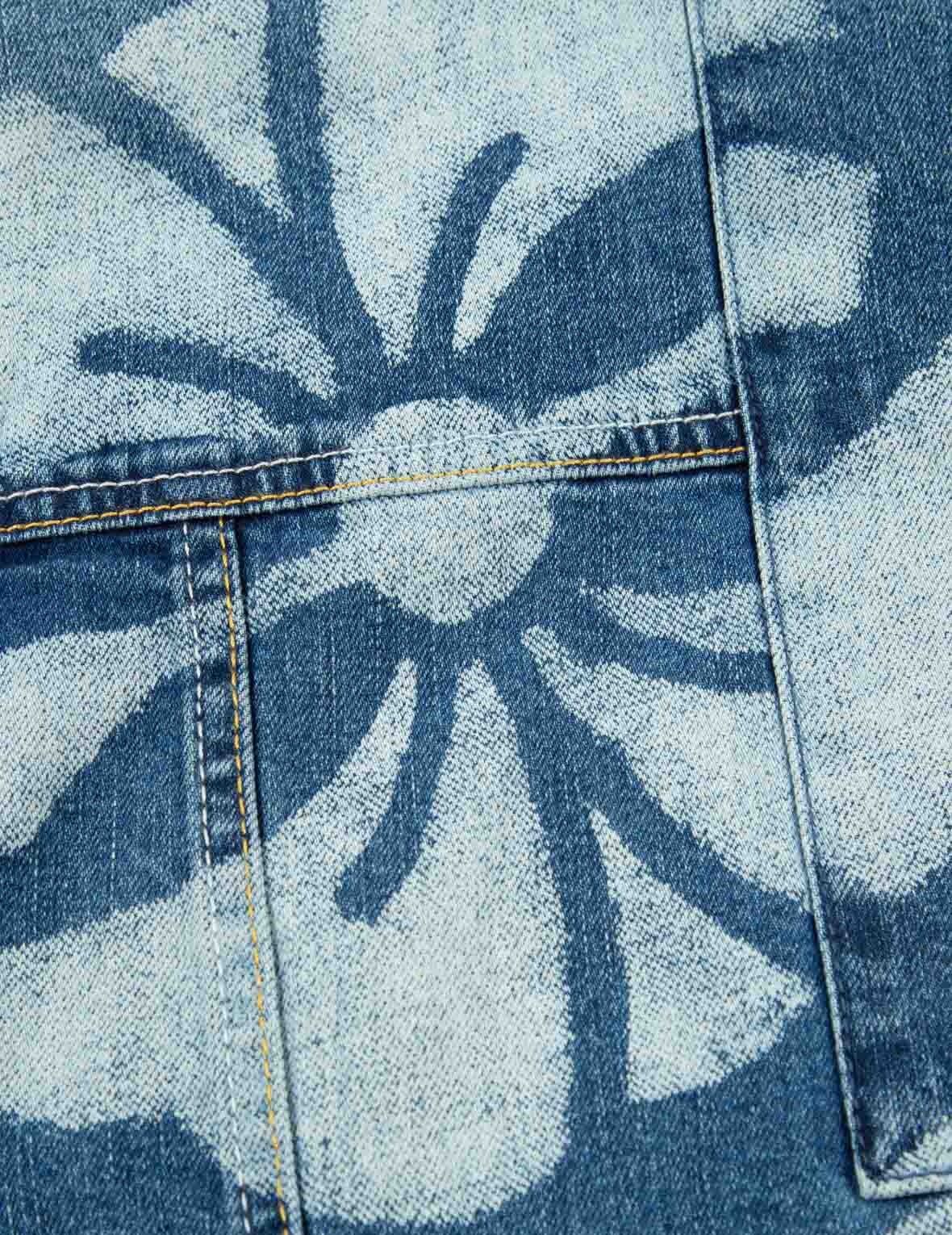 Deconstructed Kamon Print Denim Jacket - 17