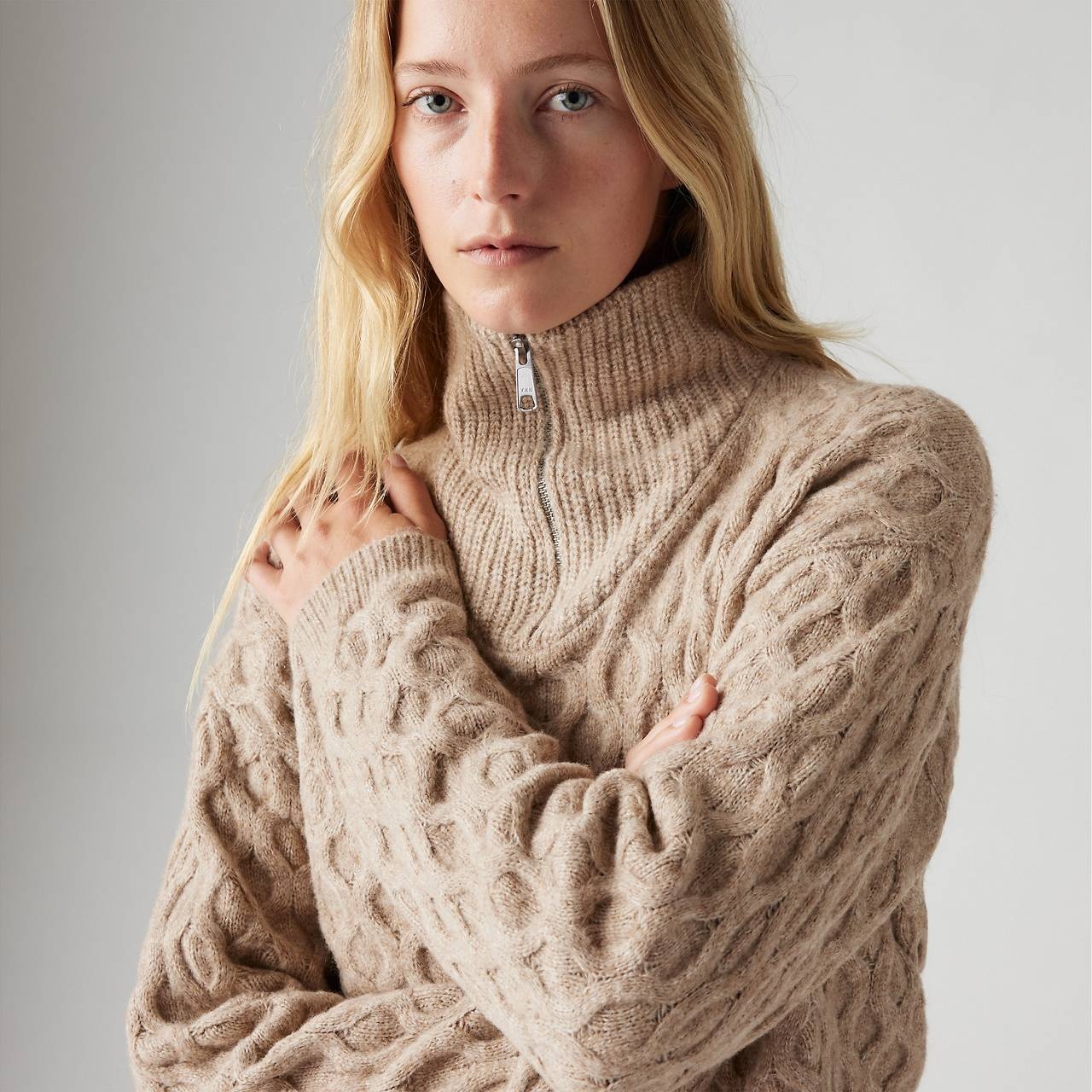 1/4 ZIP CABLE SWEATER - 4