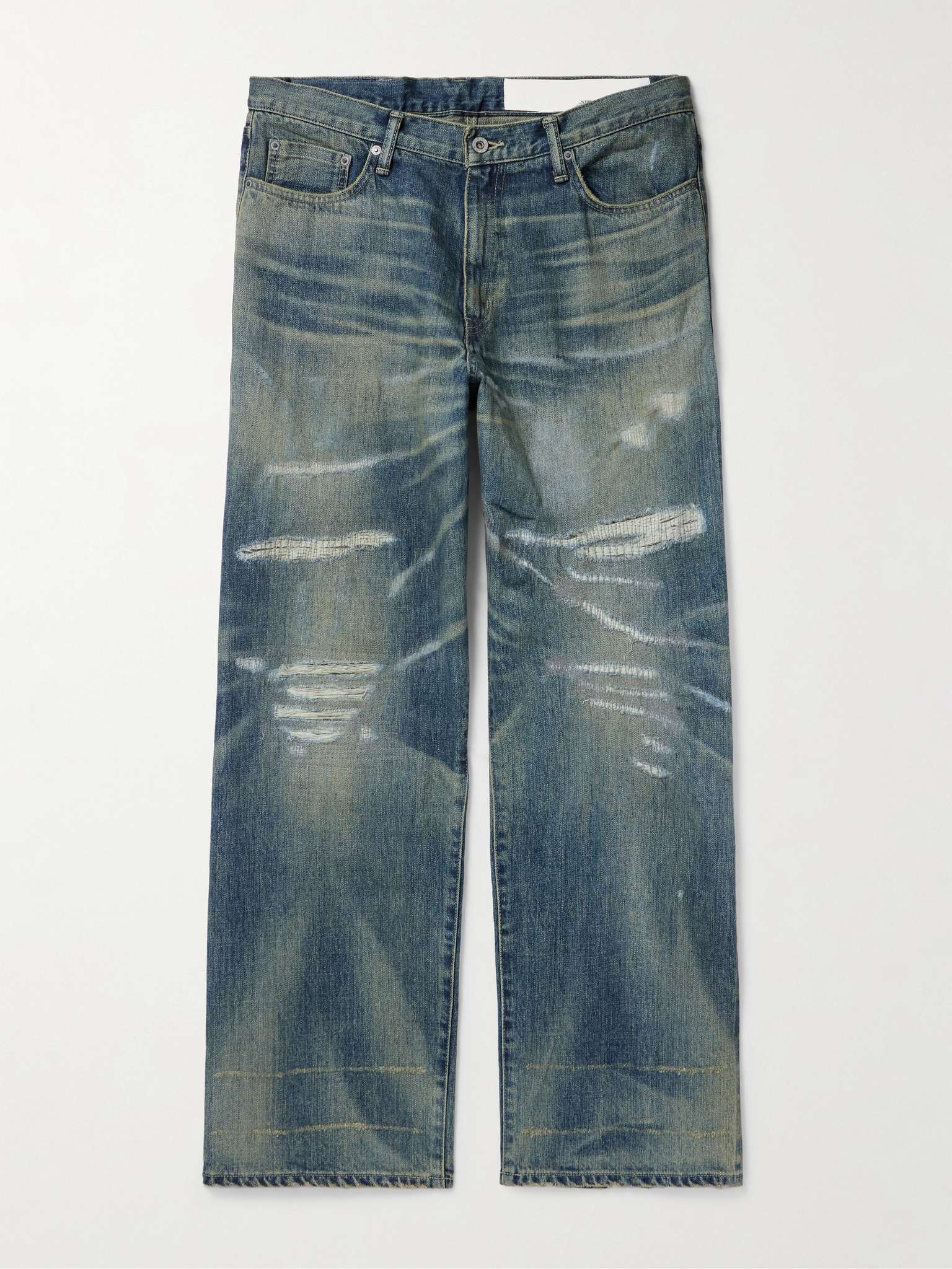 Wide-Leg Distressed Jeans - 1