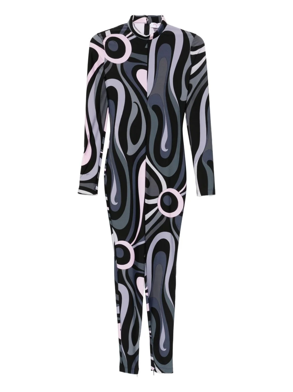 high neck abstract-print jumpsuit - 1