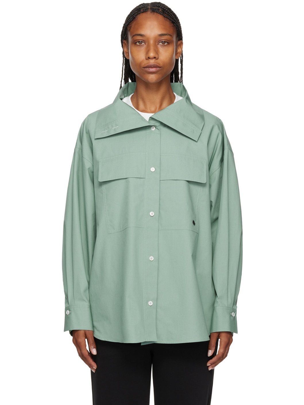 2 Moncler 1952 Green Funnel Neck Shirt - 1