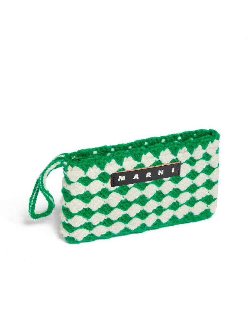 GREEN CROCHET MARNI MARKET MEDIUM ROSAL POUCH 4