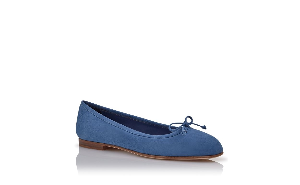 Blue Suede Ballerina Flats - 3