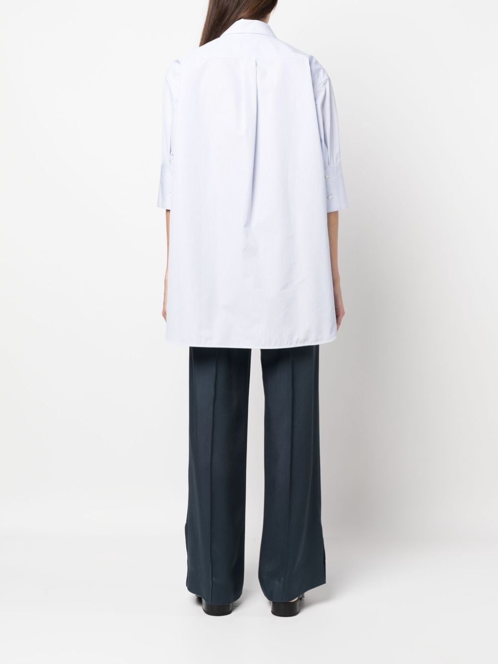 striped half-sleeve cotton shirt - 4