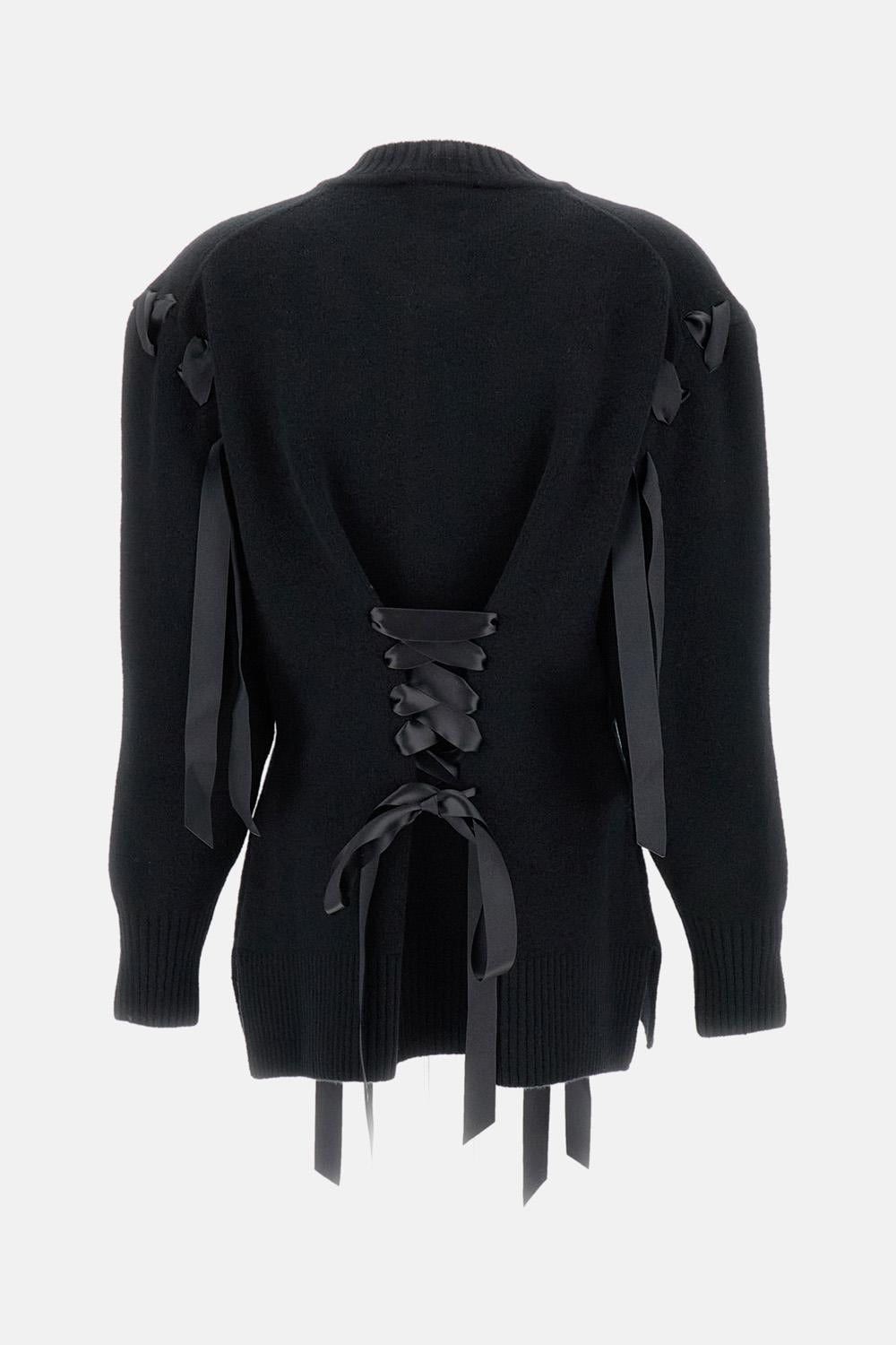 Cardigan with Ribbon Corset Detail - 3