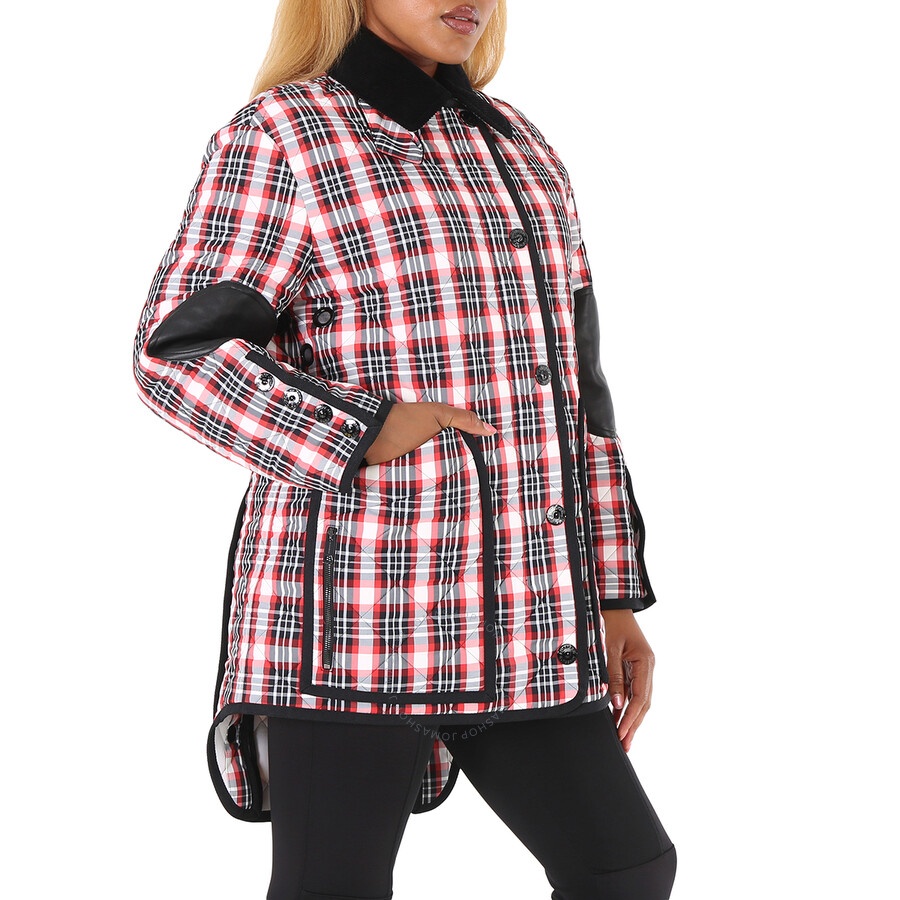 Burberry Bright Red Check Diamond Quilted Tartan Oversized Barn Jacket - 5