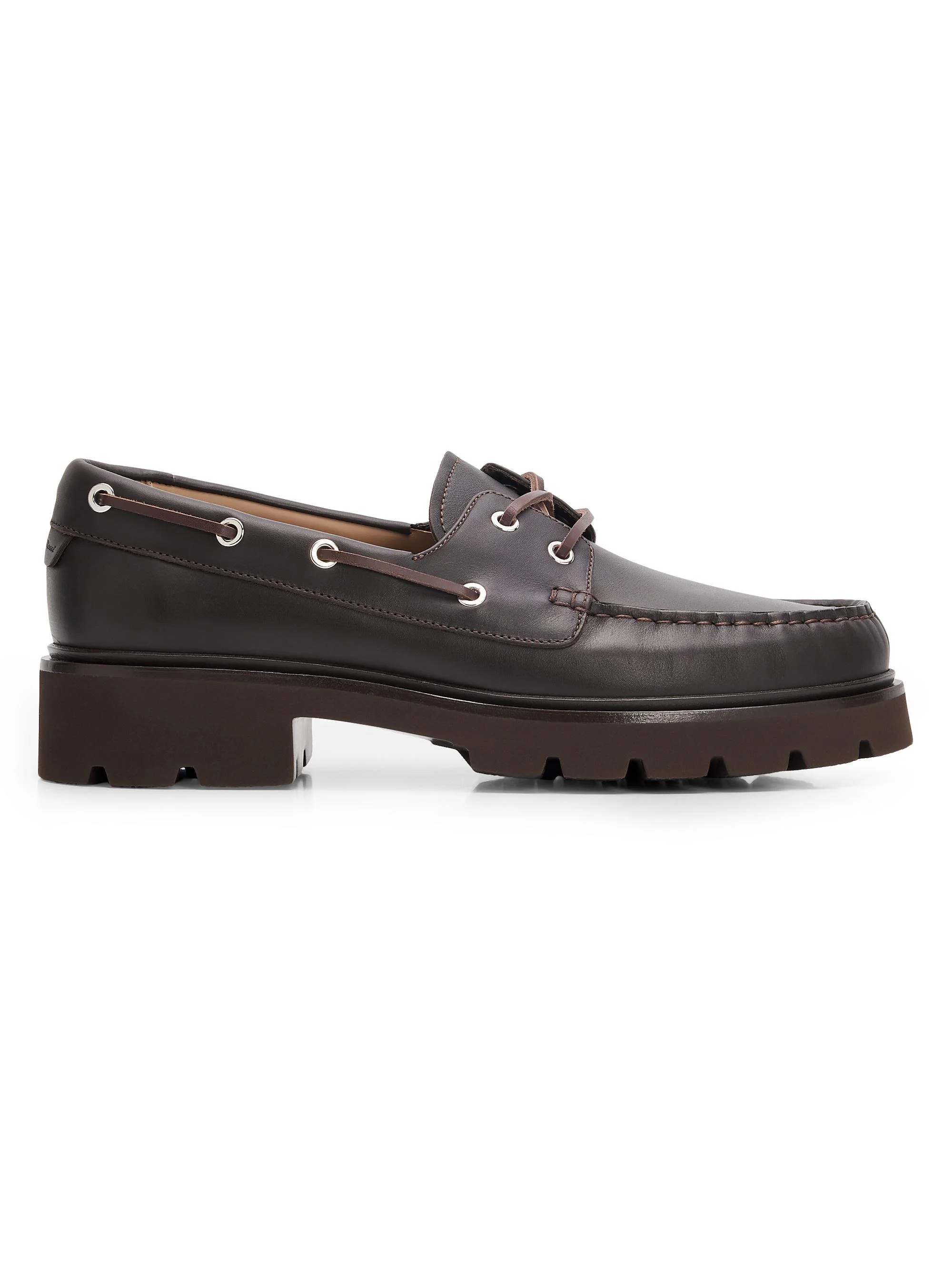 Men's Leather Boat Shoes - Moka - 1