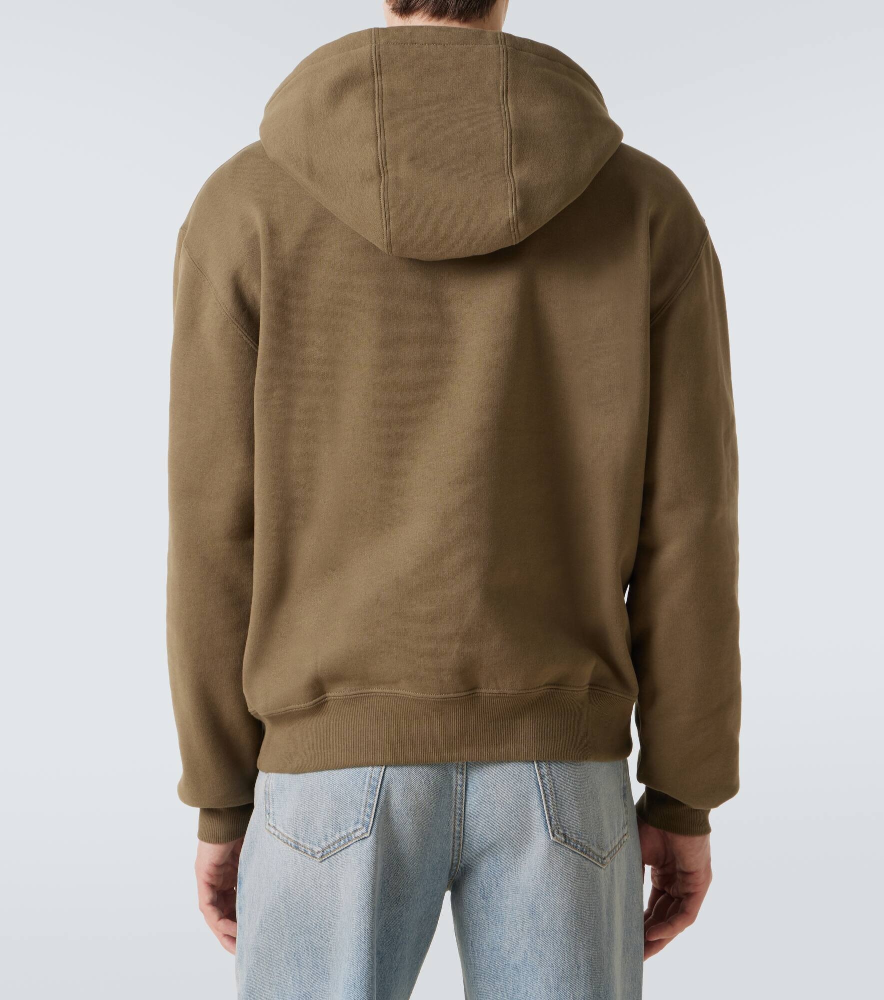 Logo embroidered cotton fleece hoodie - 4