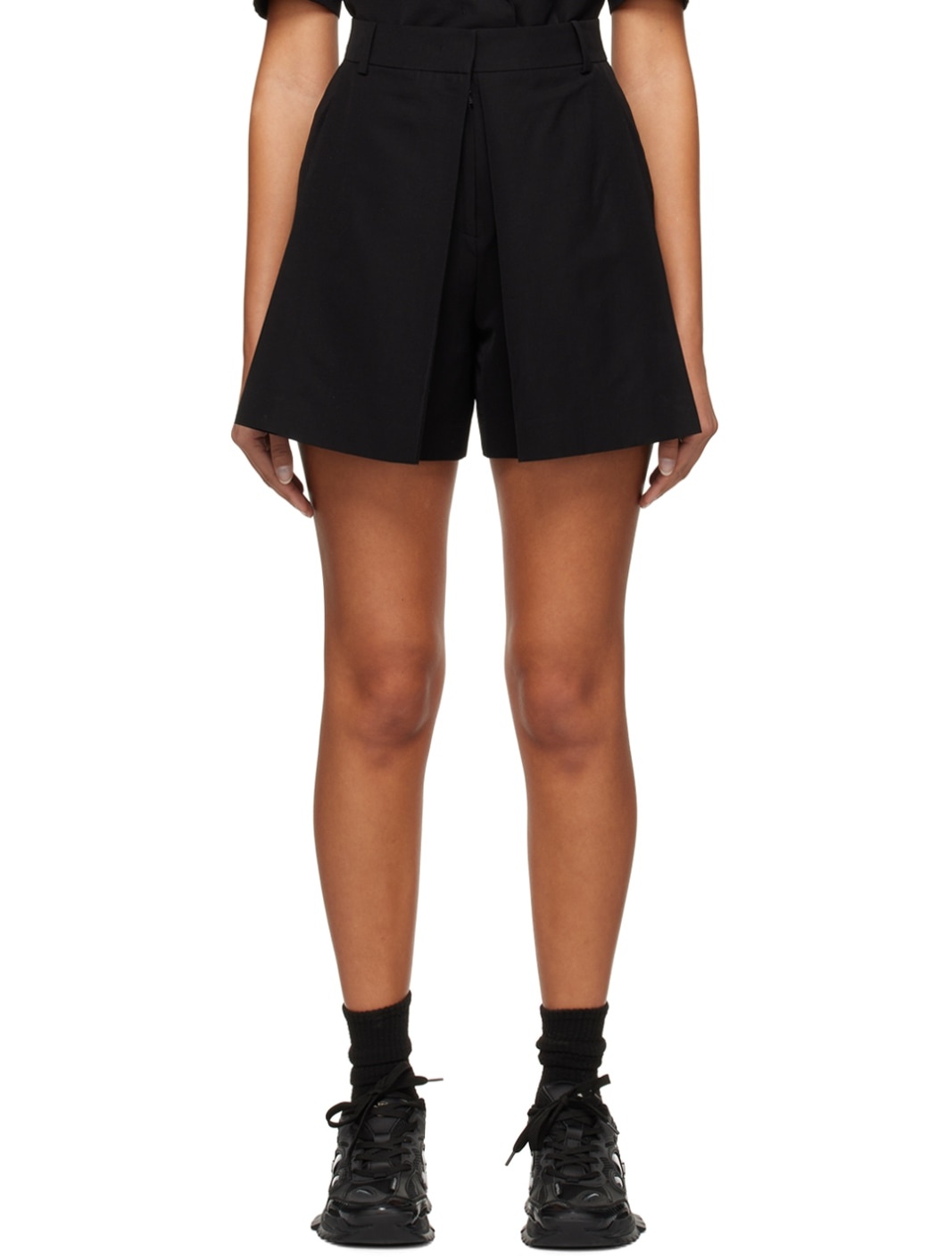 Black Pleated Shorts - 1