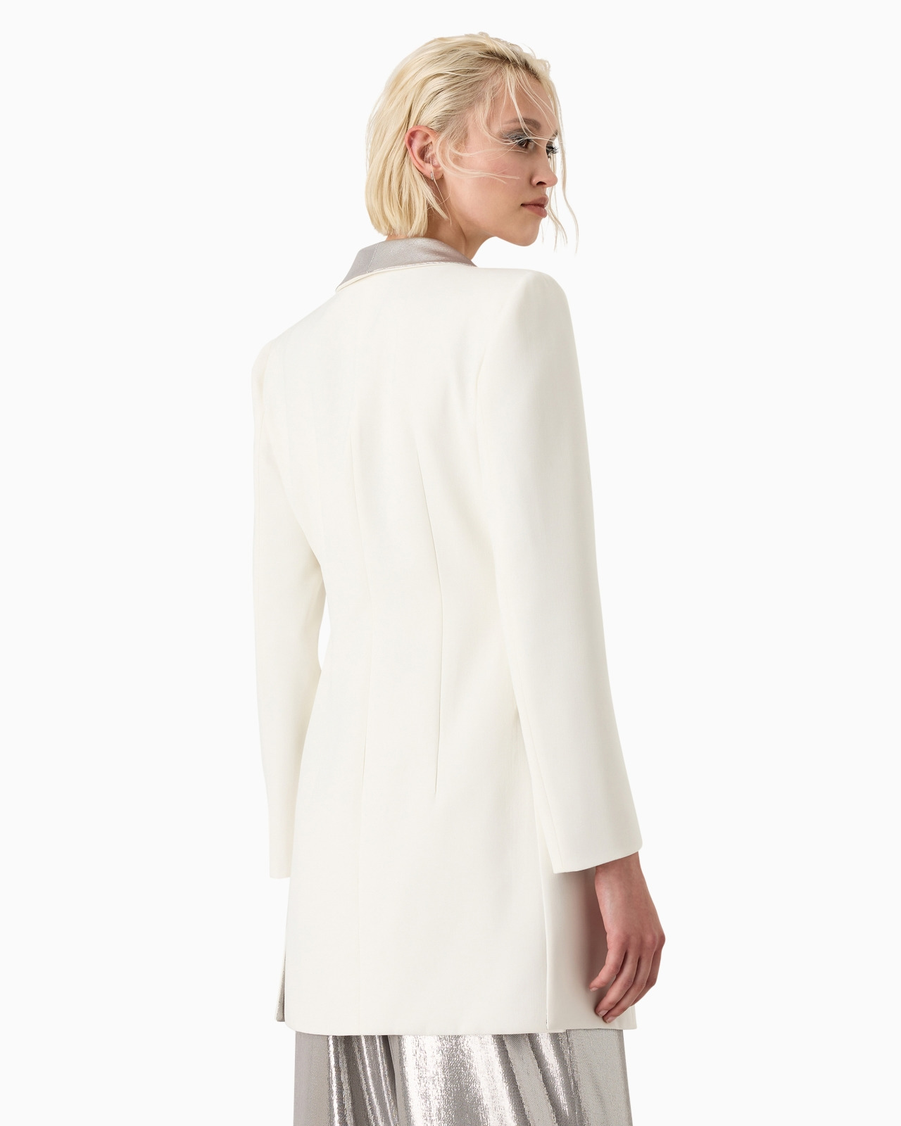 Long single-breasted jacket in viscose and wool gabardine - 3