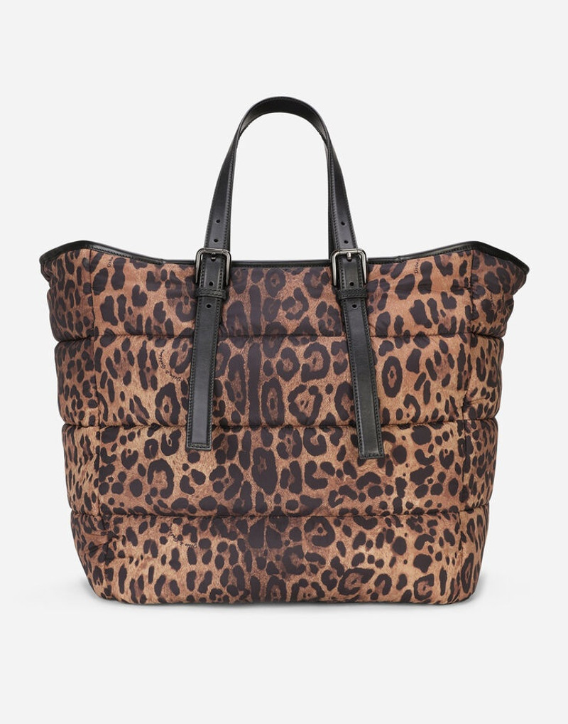 Leopard-print Sicily shopper in quilted nylon 3
