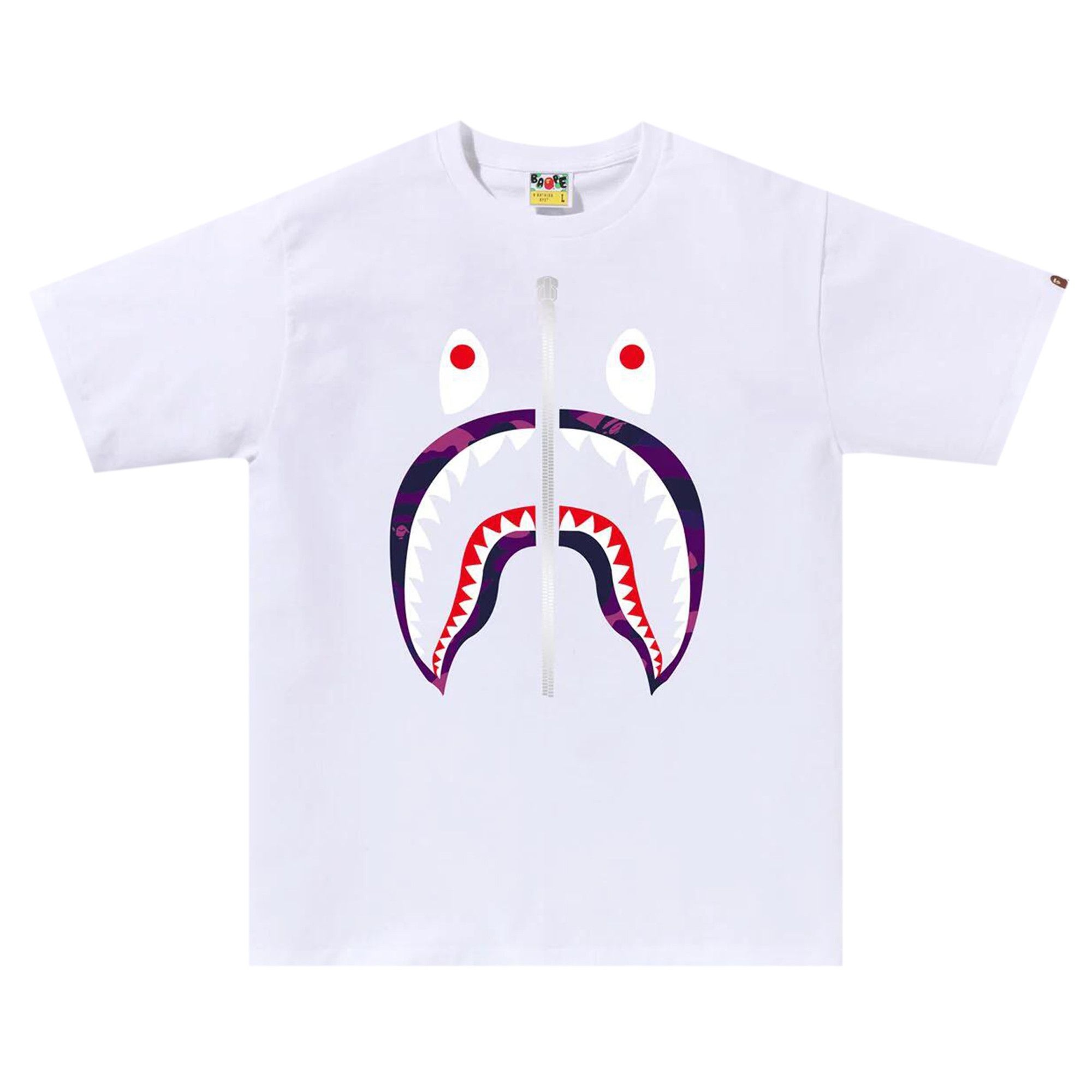 BAPE Color Camo Shark Tee 'White/Purple' - 1