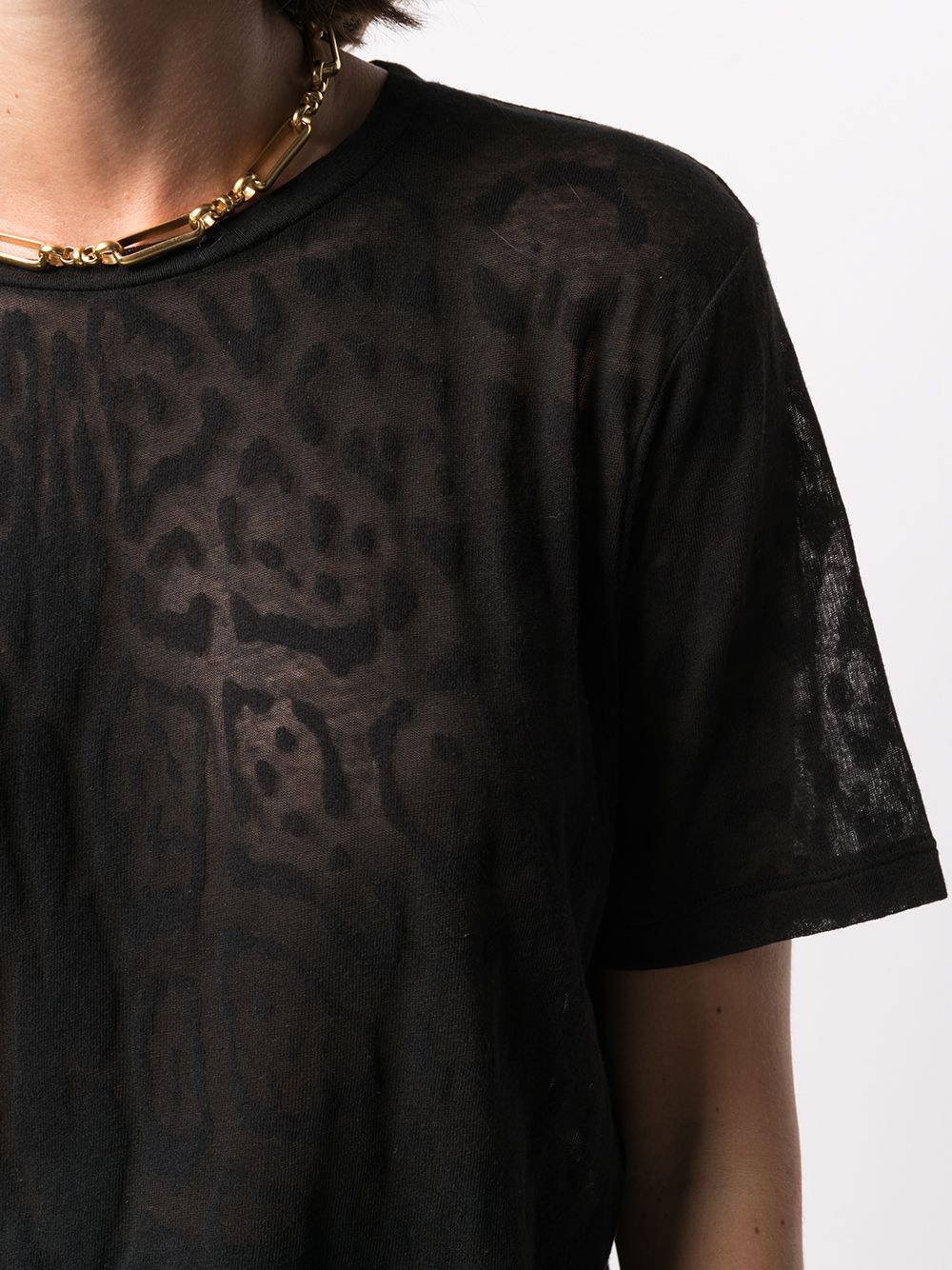 leopard-print sheerT-shirt - 5