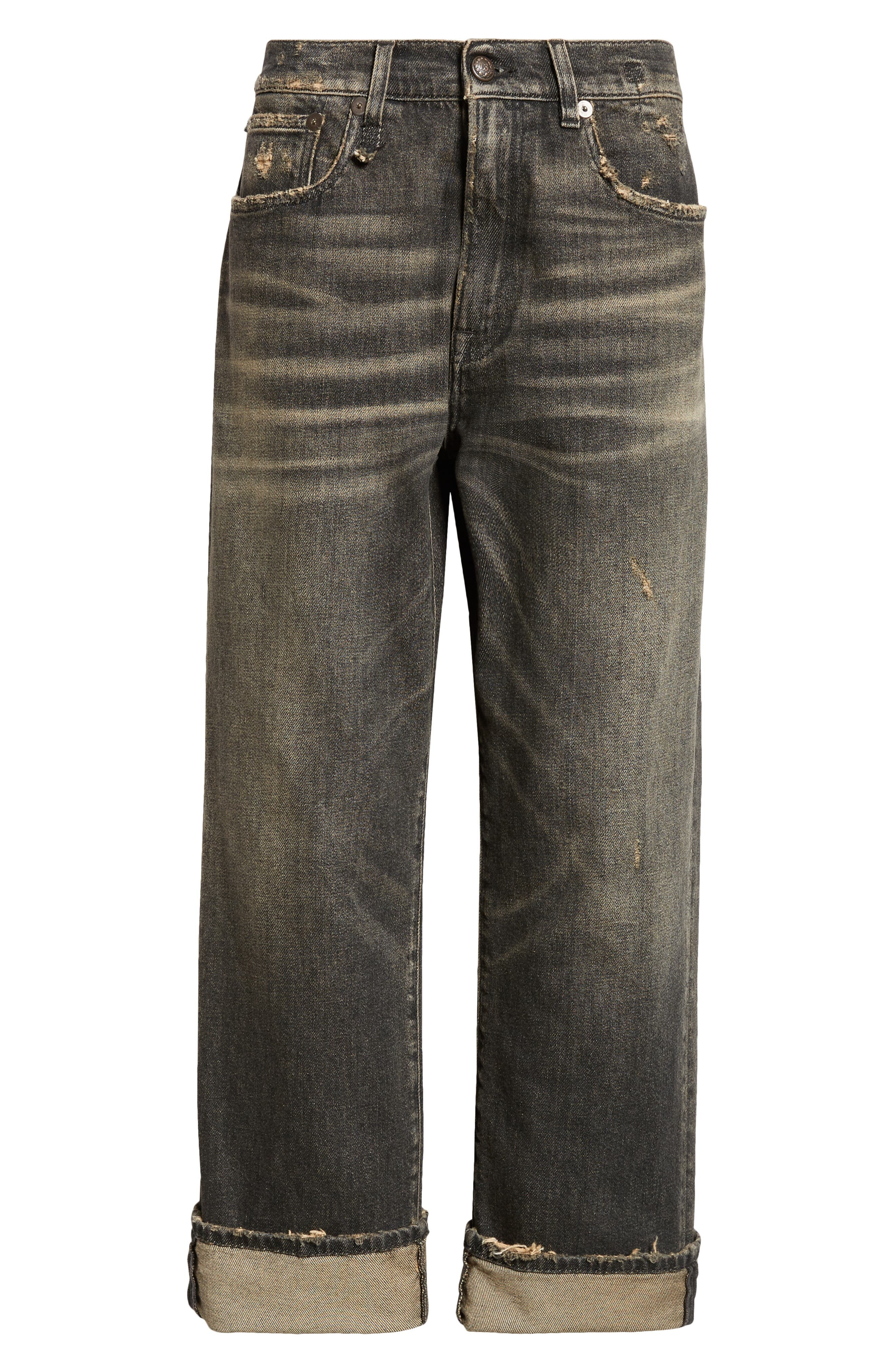 R13 Cuffed Ex-Boyfriend Jeans in Abbey Black at Nordstrom - 6