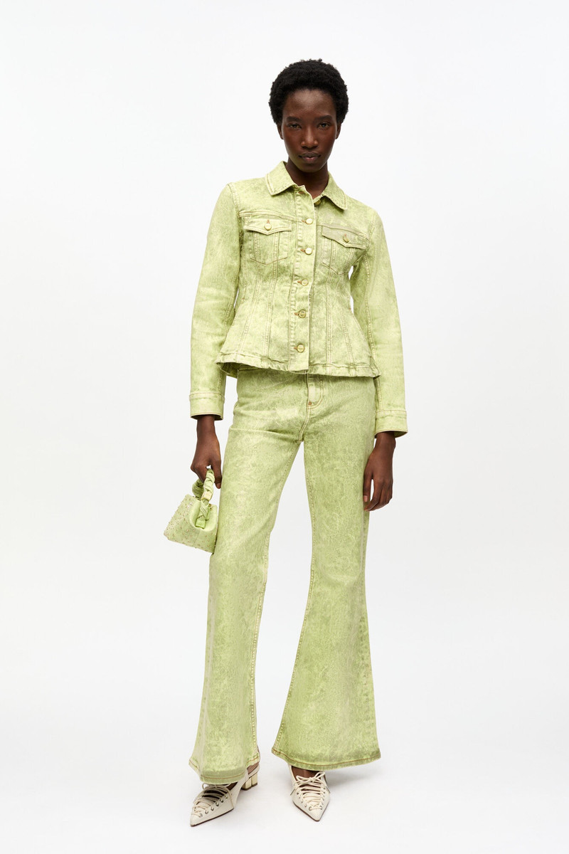 YELLOW FOIL OVERDYED DENIM FITTED BLAZER 3