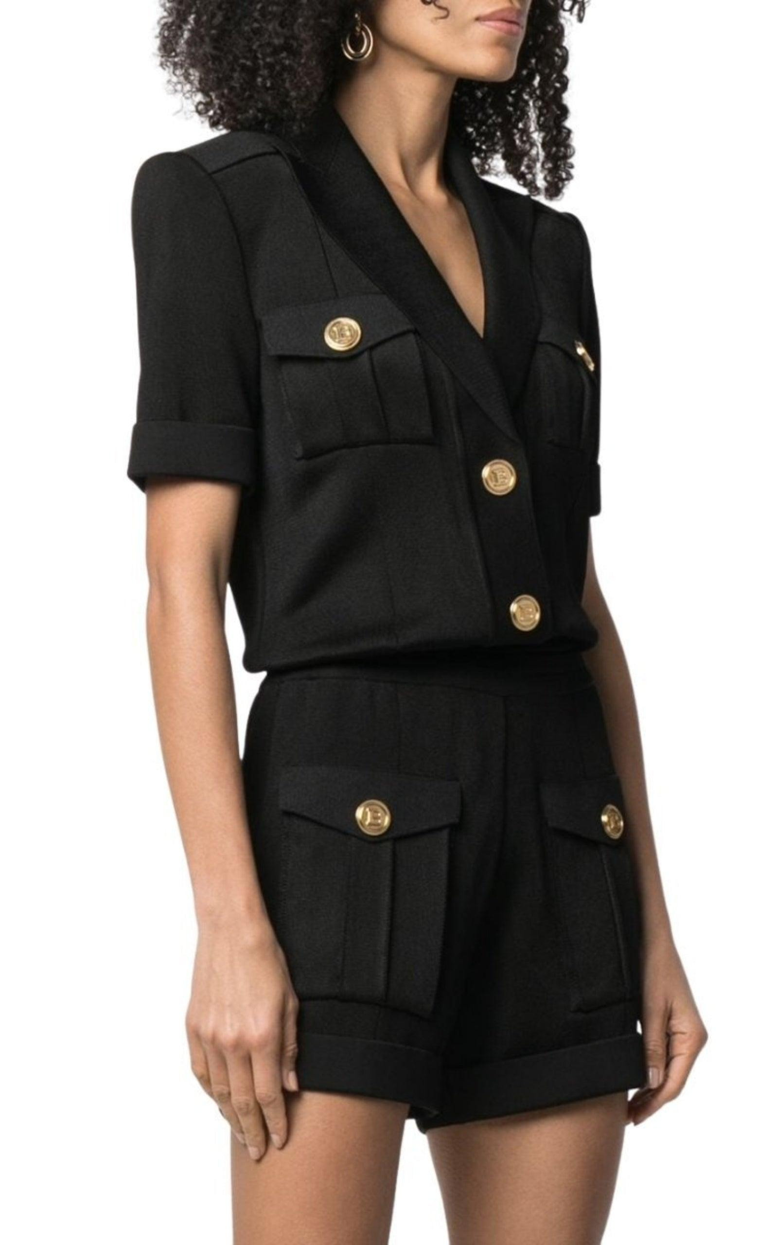 Peak Lapel Knitted Jumpsuit - 3