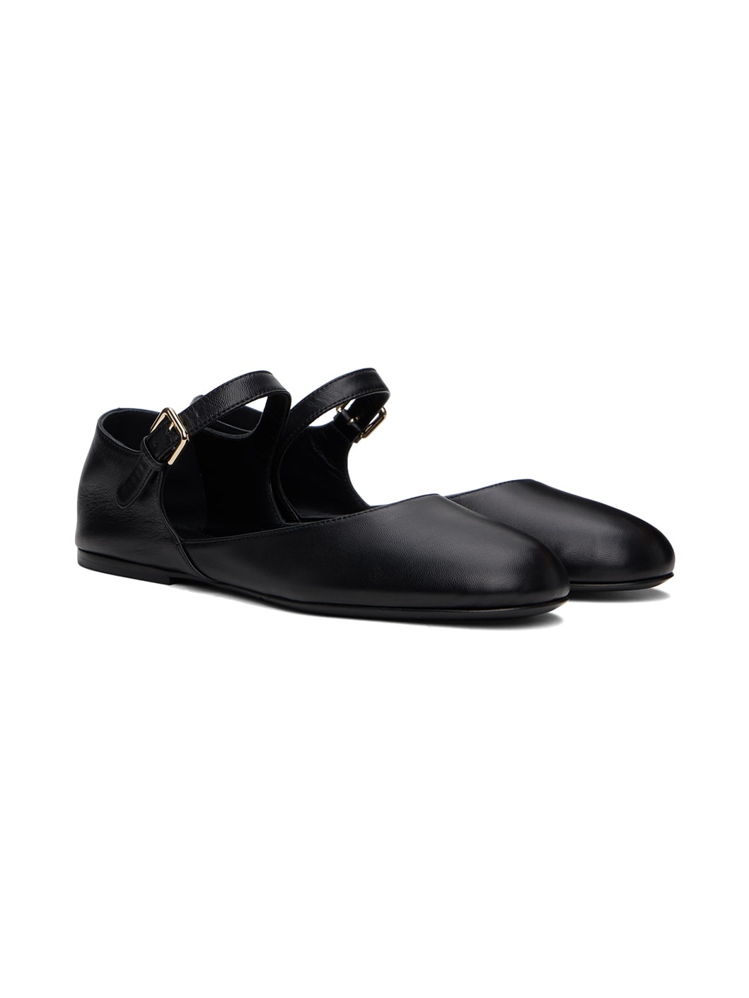Black Round Toe D'Orsay Ballerina Flats - 4
