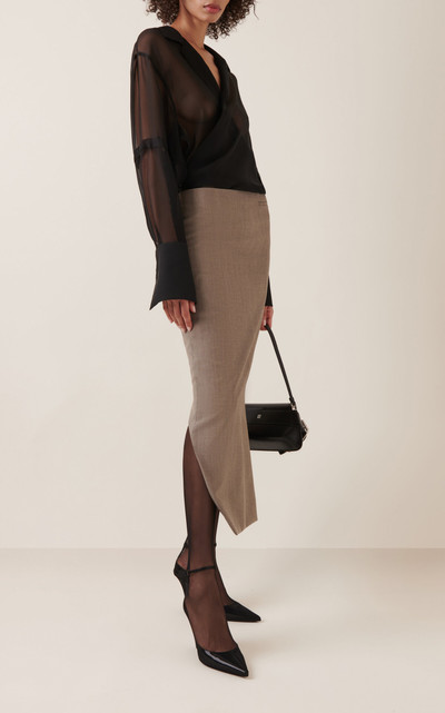 Givenchy Wool-Mohair Kick Midi Skirt neutral outlook