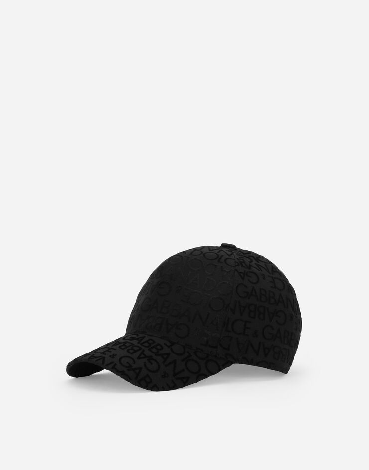 Cotton baseball cap with flocked logo - 1
