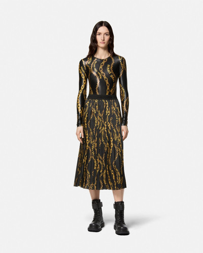 VERSACE JEANS COUTURE Chain Couture Pleated Midi Skirt outlook