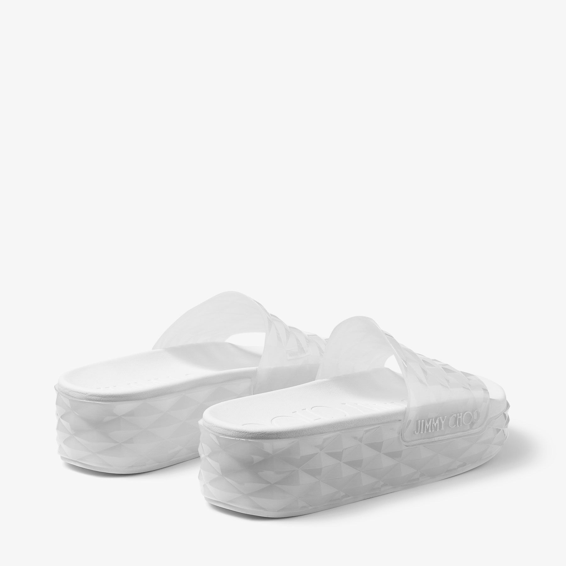 JIMMY CHOO Diamond Slide/f ラバー Diamond スライドサンダル JIMMY CHOO Diamond Slide/F Black Rubber Diamond Slides