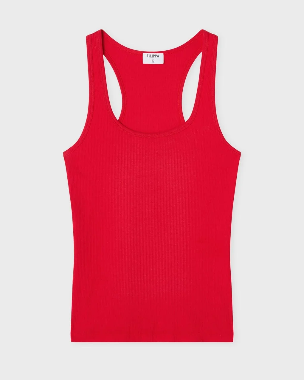 Top Fine Rib Scoop Tank Red - 1