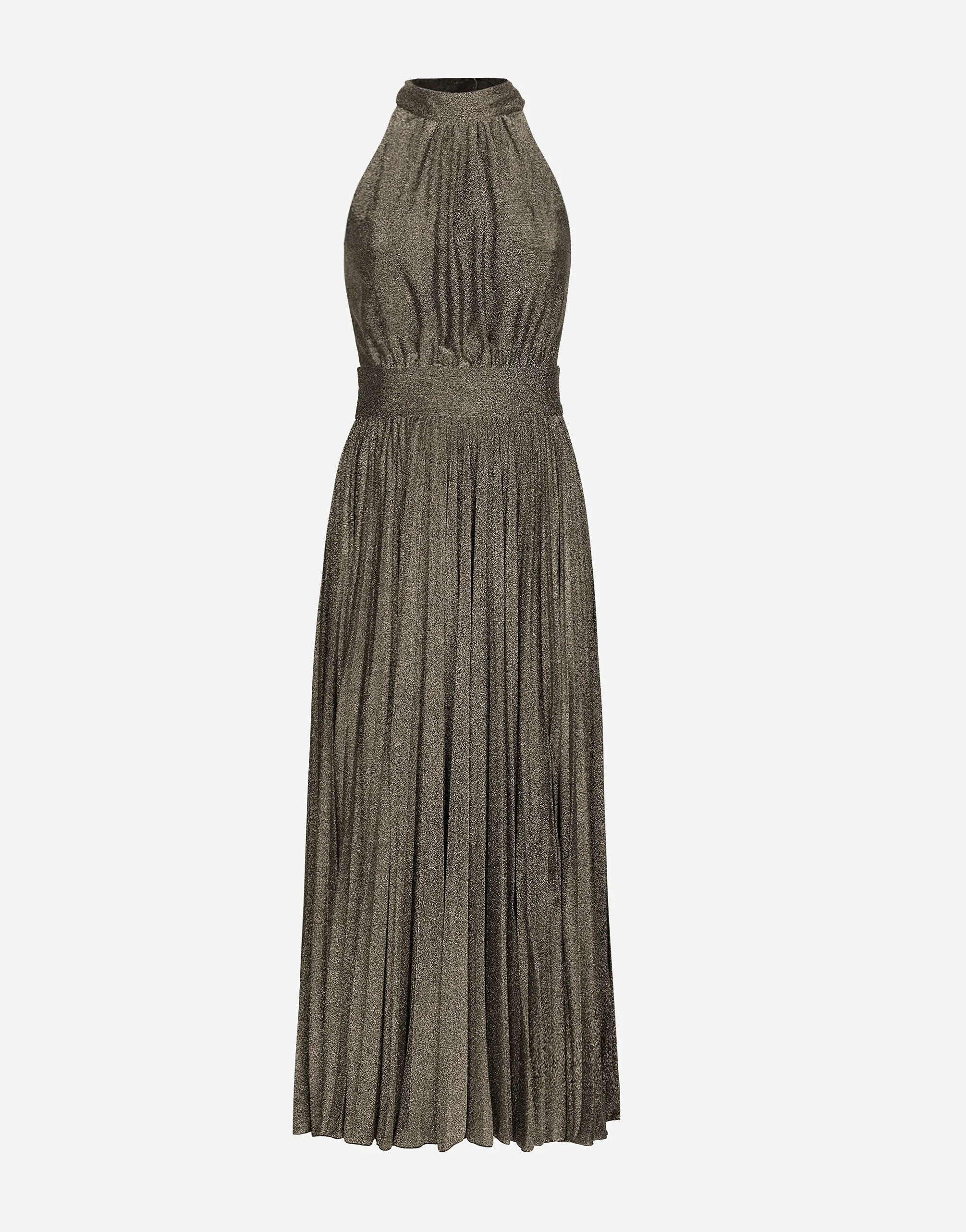 Pleated jersey lurex calf-length dress - 1