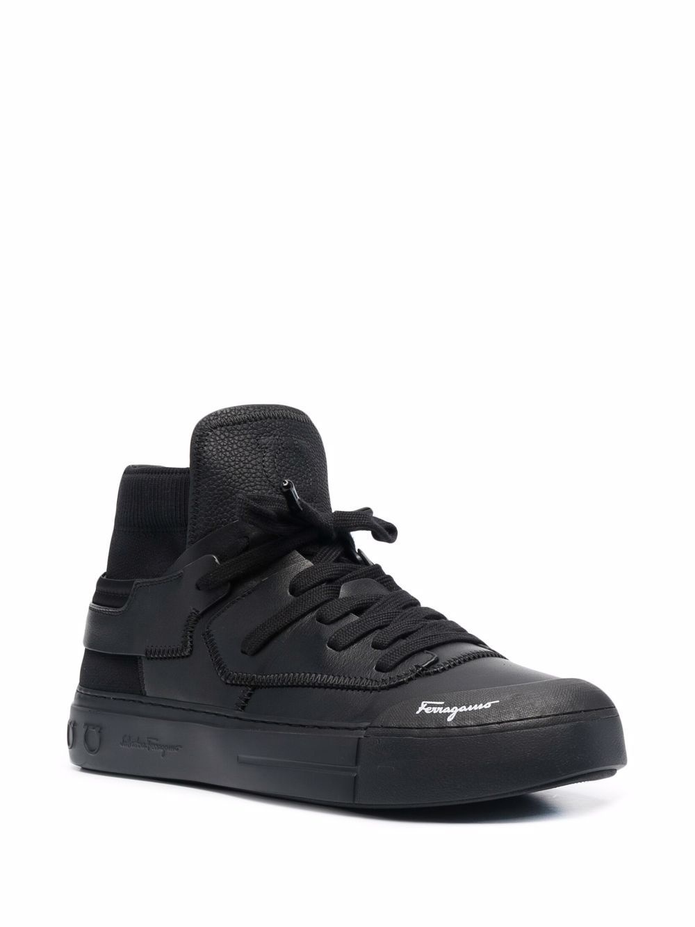 high-top leather sneakers - 2
