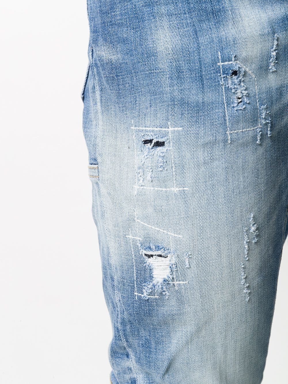 stonewashed distressed skinny jeans - 5