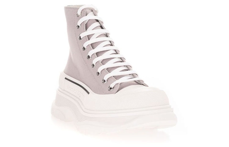 Alexander McQueen Canvas Tread Slick High Top Sneakers 'Grey White' 604254W4MV21331 - 3