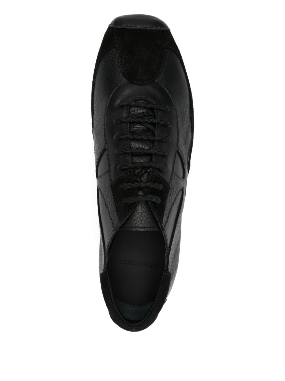 leather lace-up trainers - 4