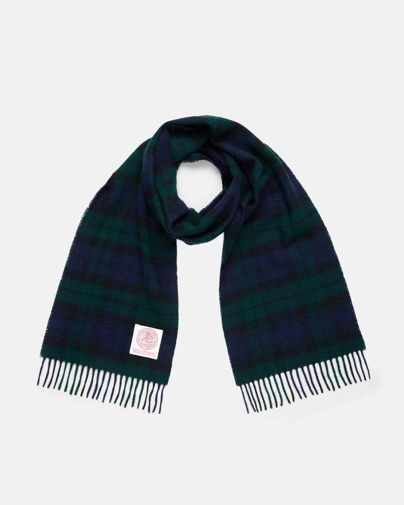 J. PRESS MADE-IN-ENGLAND BLACKWATCH TARTAN MERINO WOOL SCARF outlook