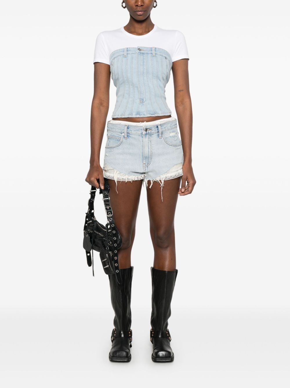 Cutoff silk-layer shorts - 2