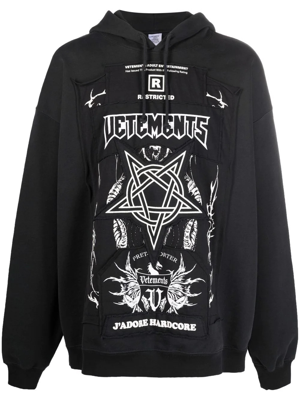 J'Adore Hardcore patchwork hoodie - 1