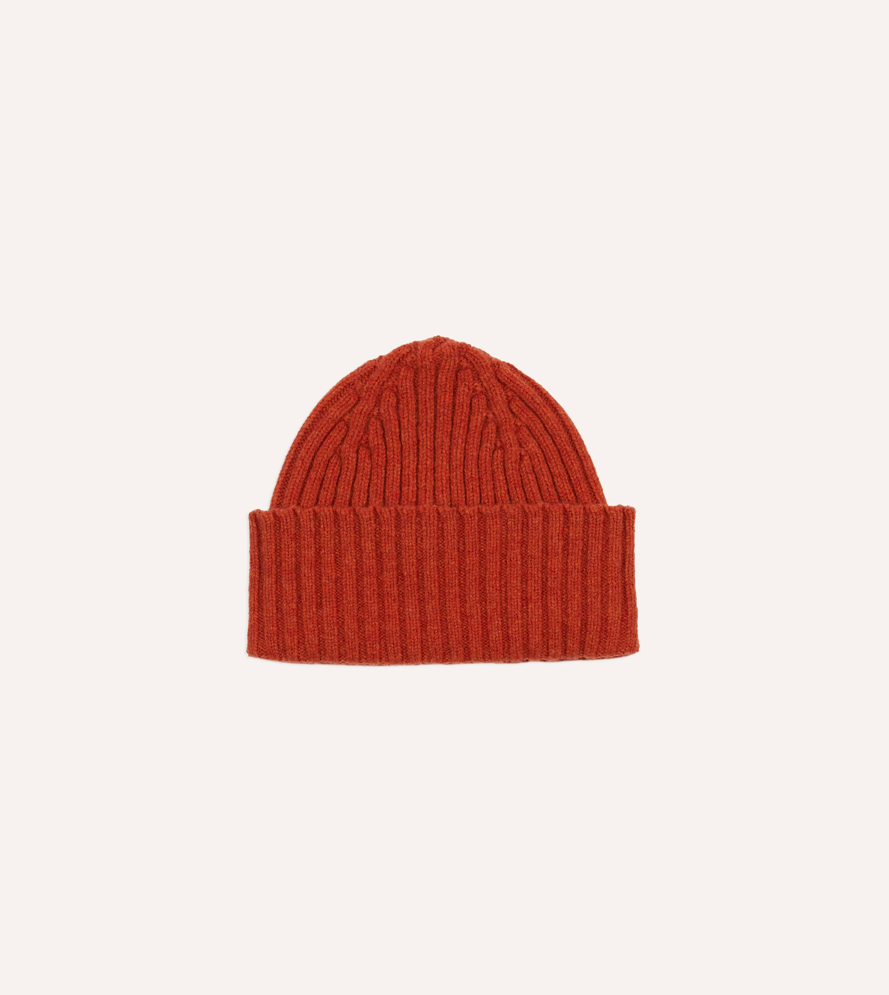 Rust Lambswool Ribbed Knit Cap - 1