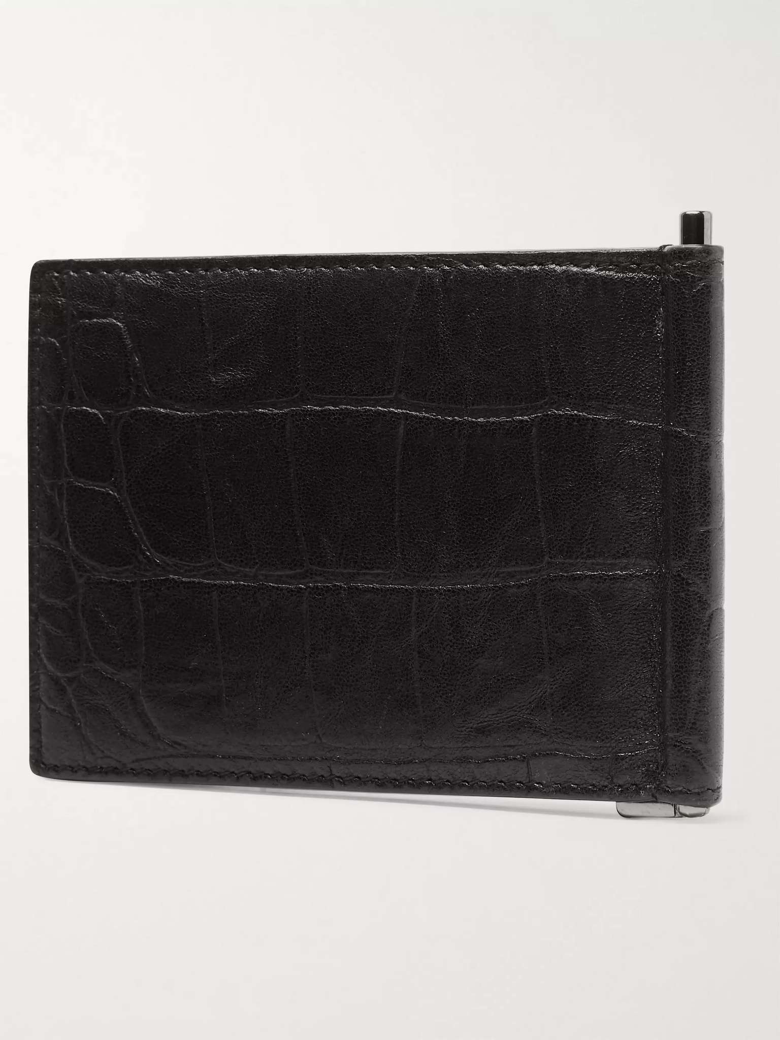 Logo-Appliquéd Croc-Effect Leather Bifold Cardholder with Money Clip - 3