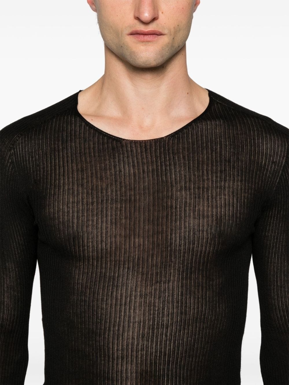 ribbed-knit silk jumper - 5
