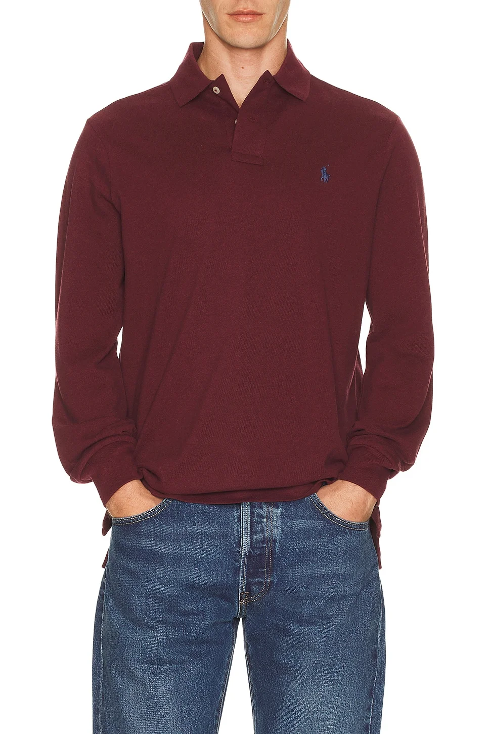 Long Sleeve Mesh Polo - 1