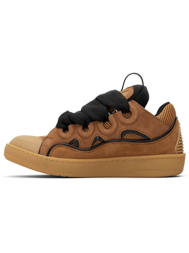 Lanvin Tan & Black Curb Leather Sneakers outlook