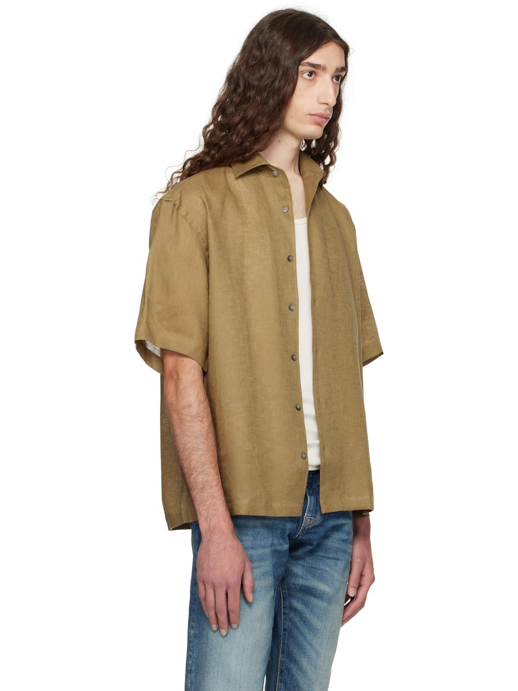 Khaki BECKHAM Edition Relaxed-Fit Linen Shirt - 2
