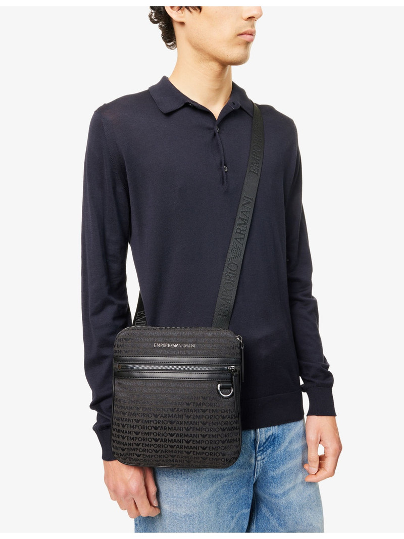 EMPORIO ARMANI Jacquard Messenger Cotton-Blend Cross-Body Bag outlook