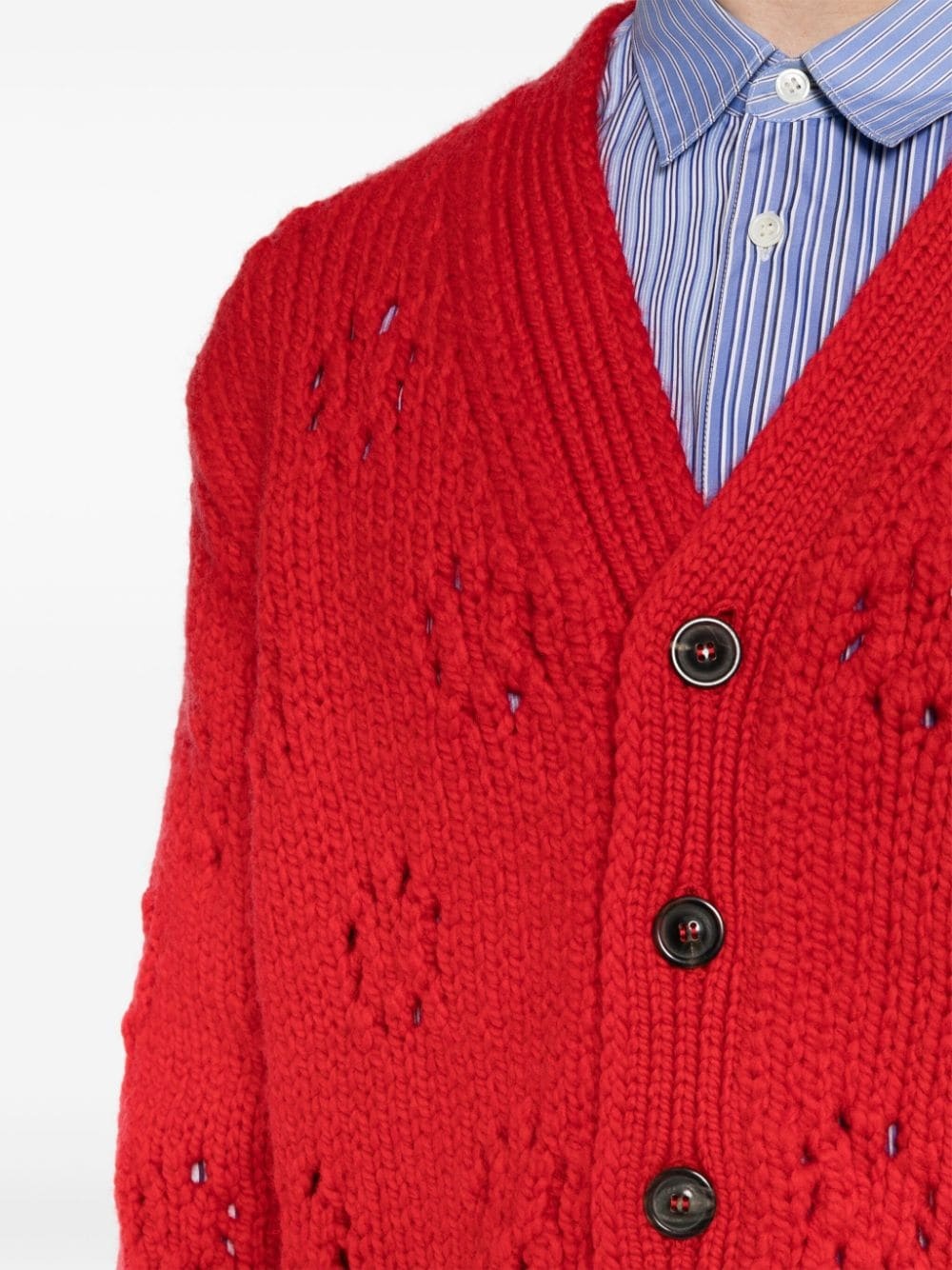pointelle-knit wool cardigan - 5